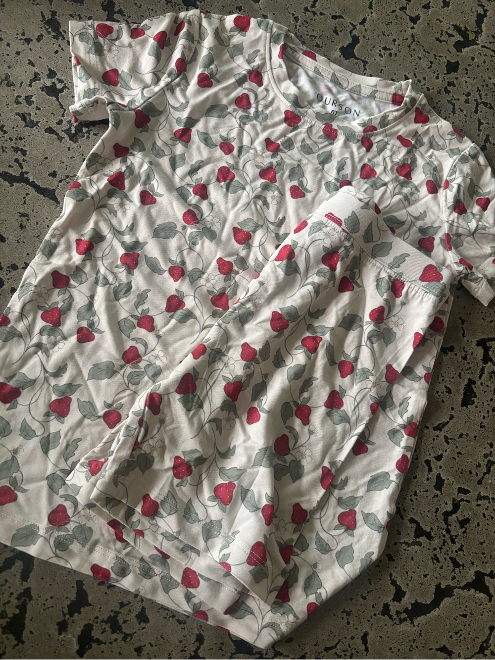 White & Red Strawberry Kids Pajama Set